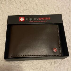 Alpine Swiss Dark Brown Leather Card Holder